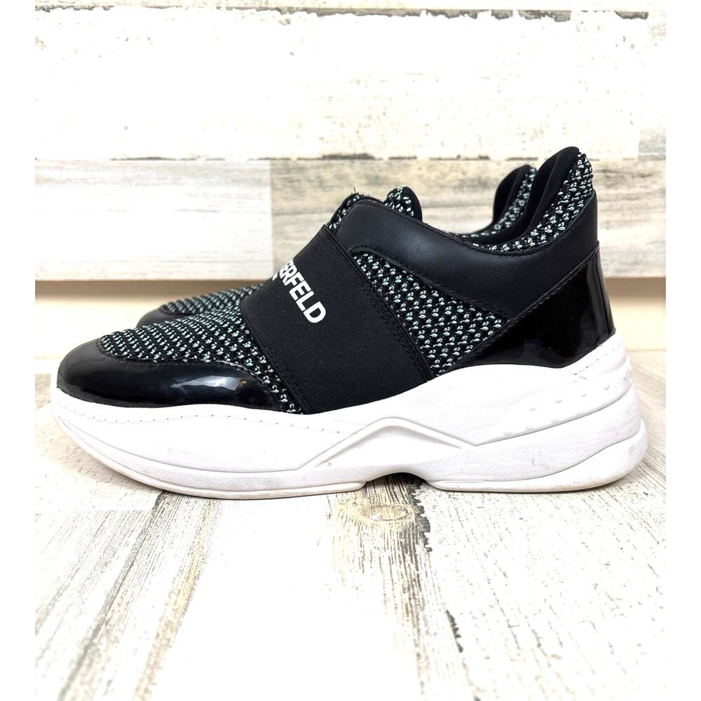 Karl Lagerfeld Zaidee Black Chunky Slip On Sneakers Womens 8.5 Casual Chic